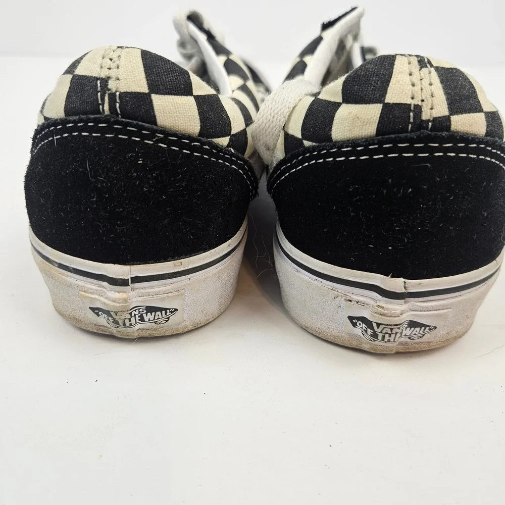Vans Old Skool Sneakers Mens 8 Womens 9.5 Black White Good Checkerboard Suede